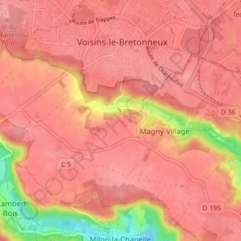 Carte topographique Brouëssy, altitude, relief