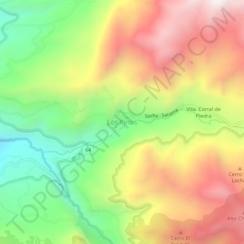 Carte topographique Los Pinos, altitude, relief