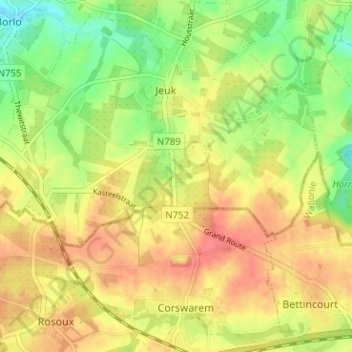 Carte topographique Hasselbroek, altitude, relief