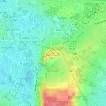 Carte topographique Mont Panisel, altitude, relief