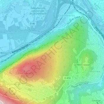 Carte topographique Pierre Vieille, altitude, relief