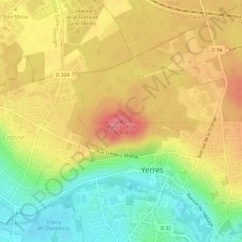 Carte topographique Mont Griffon, altitude, relief