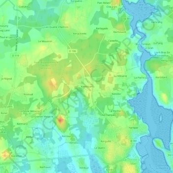 Carte topographique Kerlescan, altitude, relief
