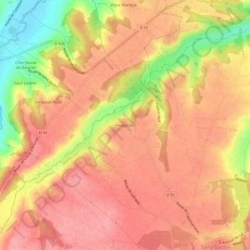 Carte topographique Feugasses, altitude, relief