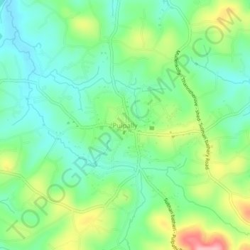 Carte topographique Pulpally, altitude, relief