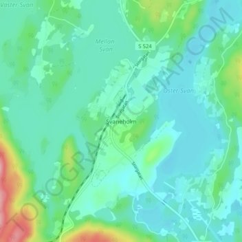 Carte topographique Svaneholm, altitude, relief
