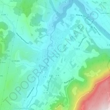 Carte topographique Saint-Jean-en-Royans, altitude, relief