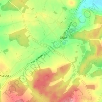 Carte topographique Freux-Suzerain, altitude, relief