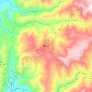 Carte topographique Neira, altitude, relief