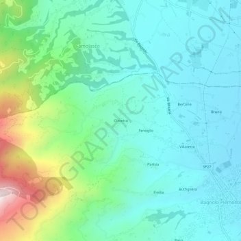 Carte topographique Olmetto, altitude, relief