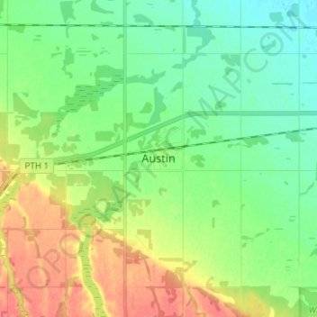 Carte topographique Austin, altitude, relief