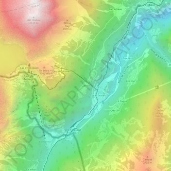 Carte topographique Giétroz, altitude, relief