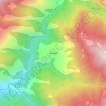 Carte topographique Gainwali, altitude, relief