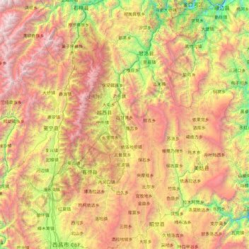 Carte topographique Yuexi, altitude, relief
