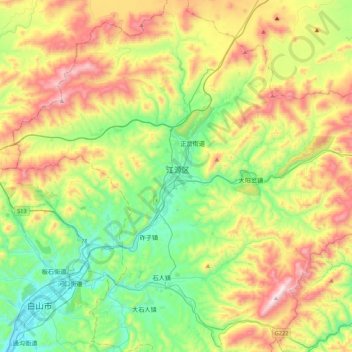 Carte topographique Jiangyuan, altitude, relief