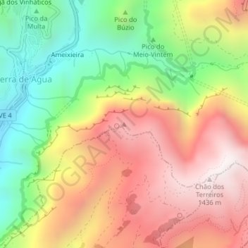Carte topographique Pico da Cruz, altitude, relief