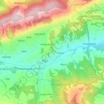 Carte topographique Schlatthoger, altitude, relief