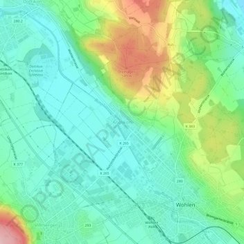 Carte topographique Anglikon, altitude, relief