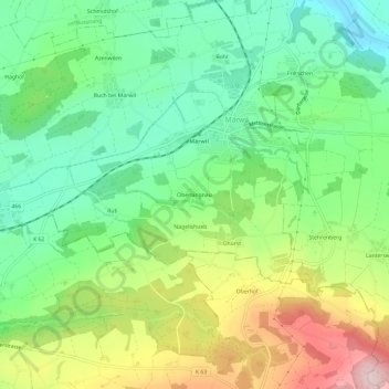 Carte topographique Oberlangnau, altitude, relief