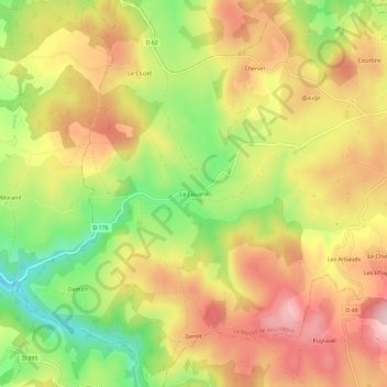 Carte topographique La Couarle, altitude, relief