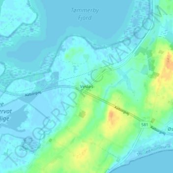 Carte topographique Vesløs, altitude, relief