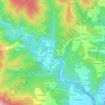 Carte topographique Champs d'Eynès, altitude, relief