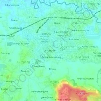 Carte topographique Pasirsalam, altitude, relief