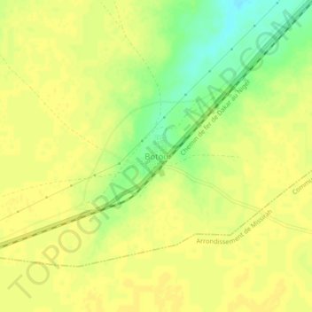Carte topographique Botou, altitude, relief