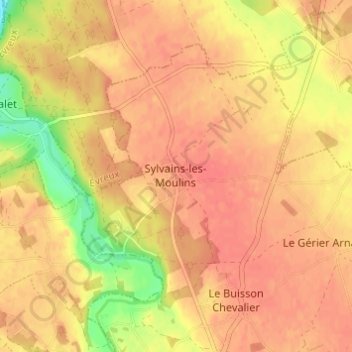 Carte topographique Villez, altitude, relief