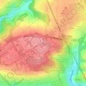 Carte topographique Eselsberg, altitude, relief