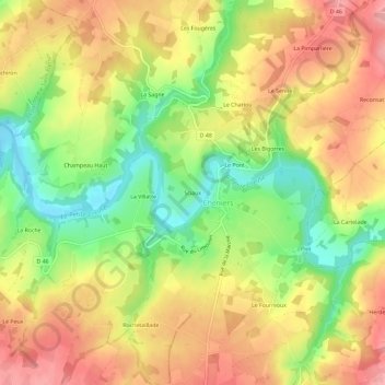 Carte topographique Sciaux, altitude, relief