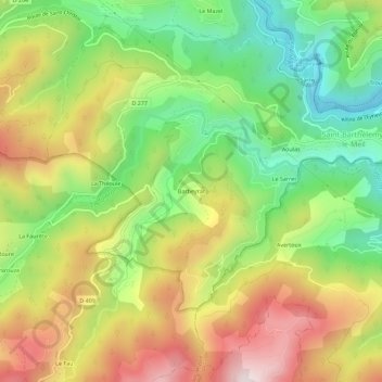 Carte topographique Barbeyrac, altitude, relief