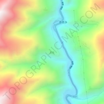 Carte topographique Wadong, altitude, relief