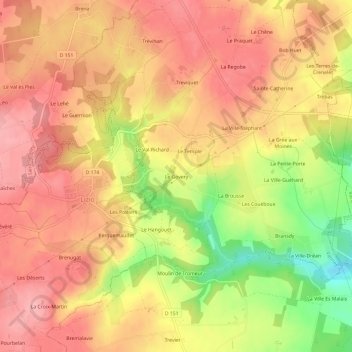 Carte topographique Le Govery, altitude, relief