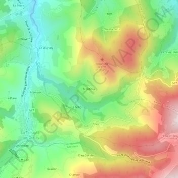 Carte topographique Montieux, altitude, relief