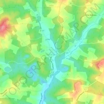 Carte topographique Chez Thomas, altitude, relief