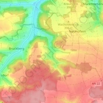 Carte topographique Steinbach, altitude, relief