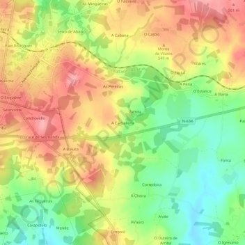 Carte topographique A Carballeira, altitude, relief
