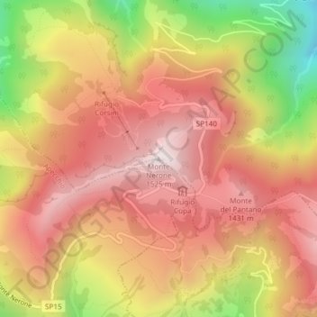 Carte topographique Monte Nerone, altitude, relief