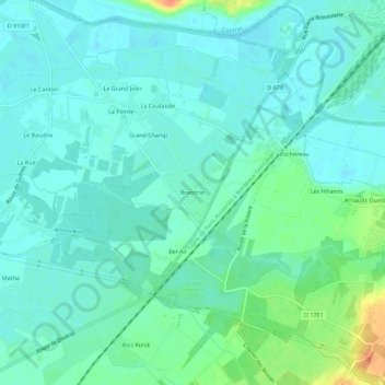 Carte topographique Brantirat, altitude, relief