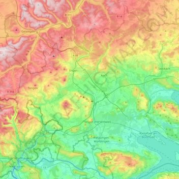 Carte topographique Mühlhausen-Ehingen, altitude, relief