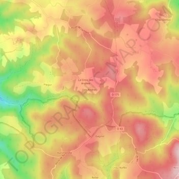 Carte topographique Les Andres, altitude, relief