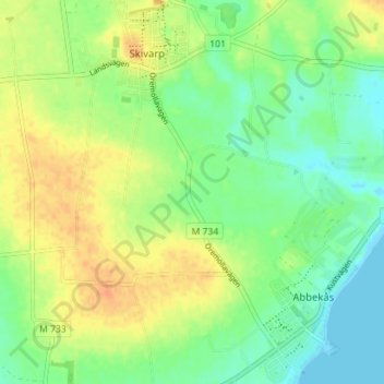 Carte topographique Örmölla, altitude, relief