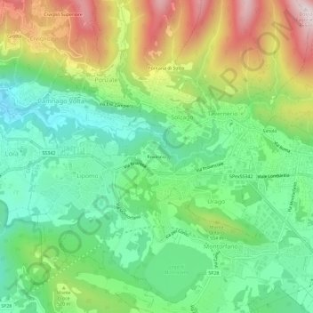 Carte topographique Rovascio, altitude, relief