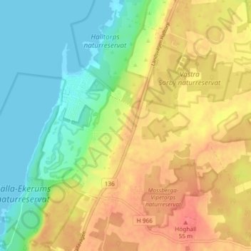 Carte topographique Ekerum, altitude, relief