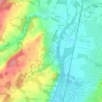 Carte topographique Vorberg, altitude, relief