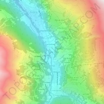 Carte topographique La Tour VS, altitude, relief