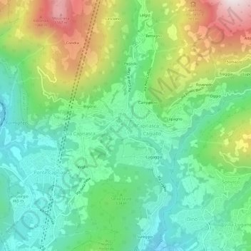 Carte topographique Tesserete, altitude, relief