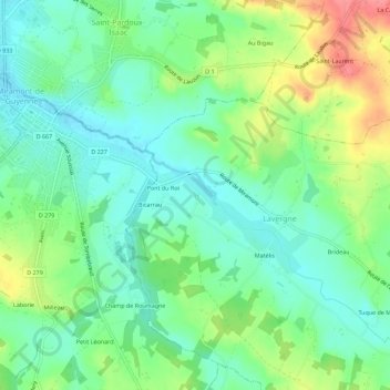 Carte topographique Joncadis, altitude, relief