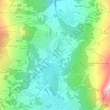 Carte topographique Valbella, altitude, relief